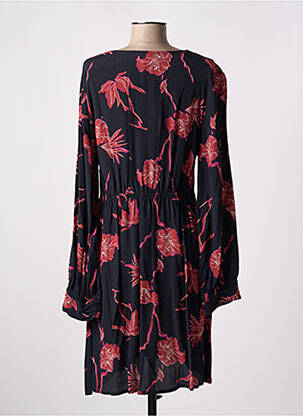Robe mi-longue imprimé fleurs manches longues noir AN' GE femme