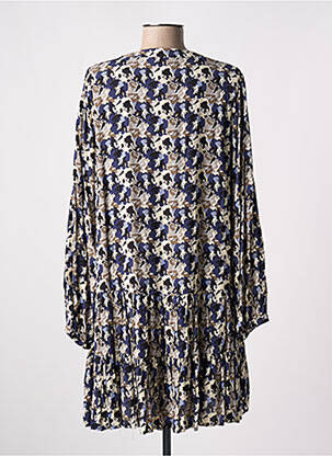 Robe courte coupe évasée manches longues bleu ARTLOVE femme