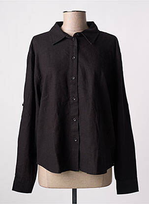 Chemisier tissage crêpe manches longues noir ICHI femme