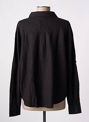 Chemisier tissage crêpe manches longues noir ICHI femme