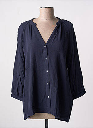 Chemisier tissage crêpe manches 3/4 bleu ICHI femme