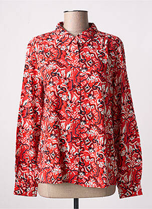 Chemisier imprimé fleurs manches longues rouge ICHI femme