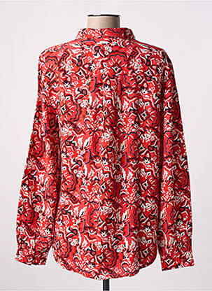 Chemisier imprimé fleurs manches longues rouge ICHI femme
