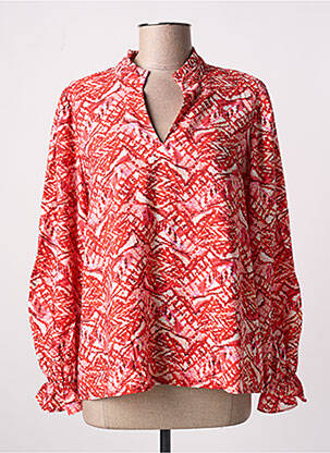 Blouse imprimé fantaisie manches longues rouge ICHI femme