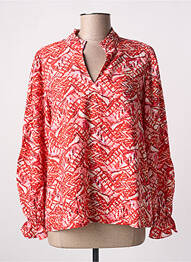 Blouse imprimé fantaisie manches longues rouge ICHI femme