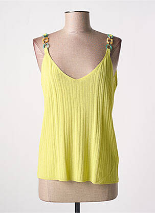 Pull coupe cintrée fines bretelles vert TRIPODE femme