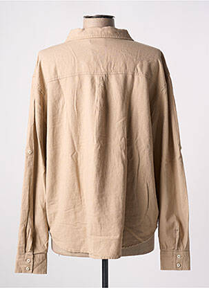 Chemisier tissage crêpe manches longues marron ICHI femme