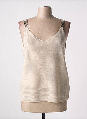 Pull coupe cintrée fines bretelles beige TRIPODE femme