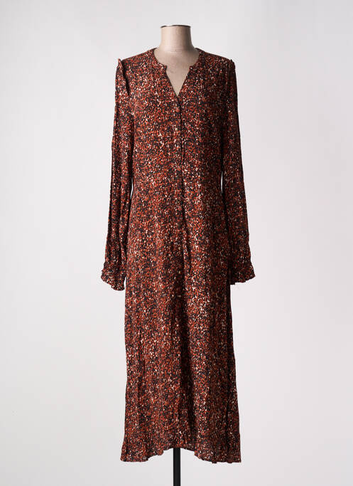 Robe longue manches longues manches longues marron B.YOUNG femme