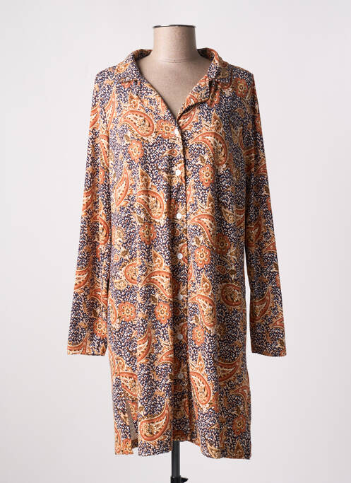 Chemise de nuit manches longues marron GISELA femme