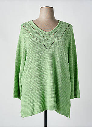 Pull coupe cintrée manches longues vert FRANSA femme