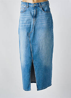 Jupe longue coupe droite bleu ICHI femme