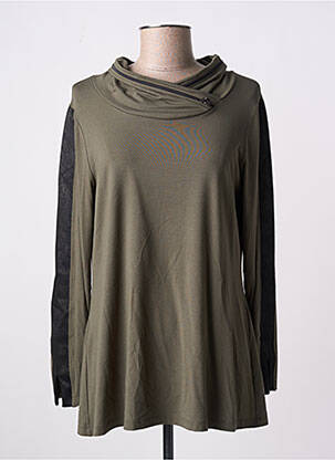 Top coupe fluide manches longues vert MALOKA femme