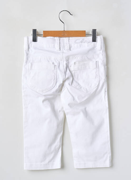 Pantalon droit fermeture zippée sous rabat boutonné taille ajustable blanc CKS fille