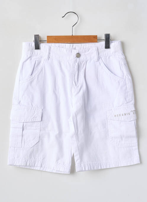 Bermuda tissage popeline taille ajustable blanc P'TITES CANAILLES garcon