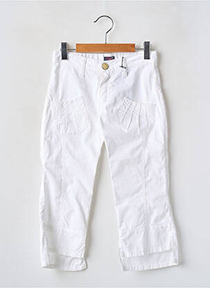 Pantalon droit fermeture zippée sous rabat boutonné taille à pinces blanc CKS fille