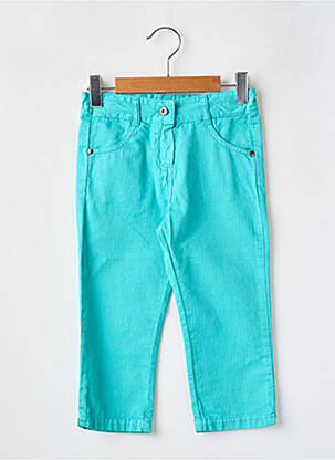 Pantalon droit fermeture zippée sous rabat boutonné taille ajustable bleu BERLINGOT fille