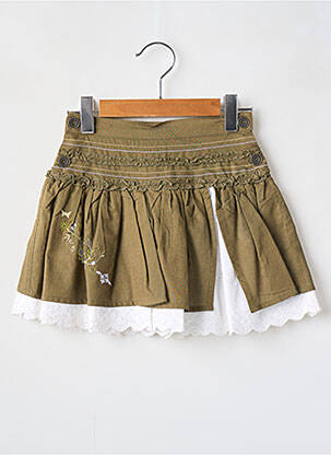 Jupe mi-longue tissage popeline vert POMME FRAMBOISE fille