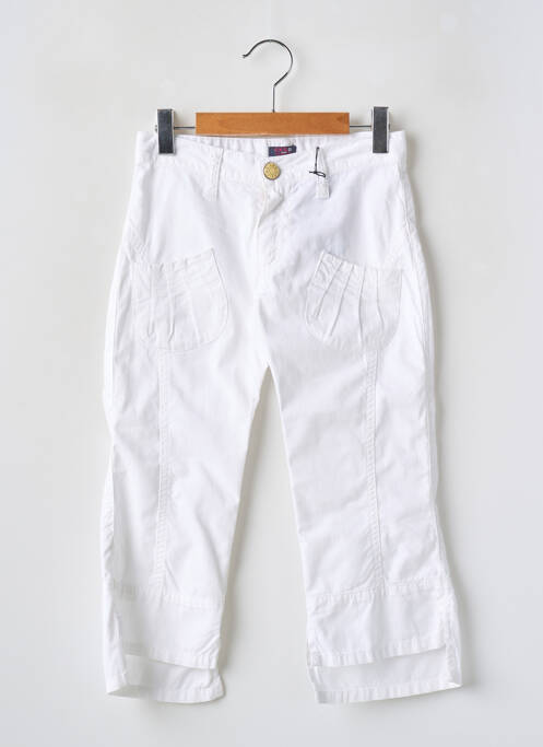 Pantalon droit fermeture zippée sous rabat boutonné taille à pinces blanc CKS fille