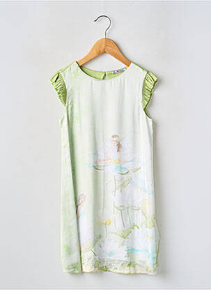 Robe mi-longue volants manches courtes vert MAYORAL fille