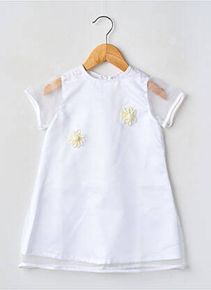Robe mi-longue fermeture zippée au dos manches courtes blanc EDWIGE fille