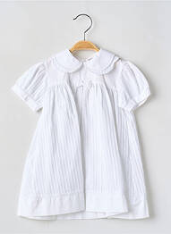 Robe mi-longue col claudine manches courtes blanc LAPIN BLEU fille