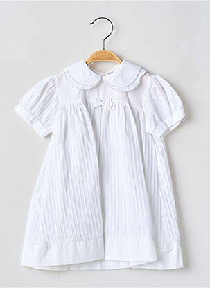 Robe mi-longue col claudine manches courtes blanc LAPIN BLEU fille