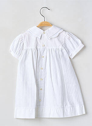Robe mi-longue col claudine manches courtes blanc LAPIN BLEU fille