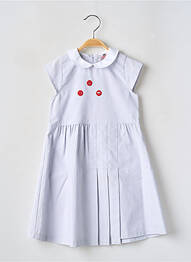 Robe mi-longue col claudine manches courtes bleu COUDEMAIL fille