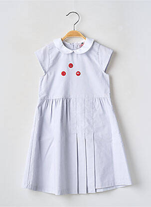 Robe mi-longue col claudine manches courtes bleu COUDEMAIL fille