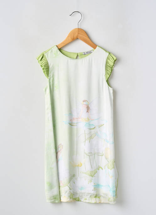 Robe mi-longue doublure manches courtes vert MAYORAL fille