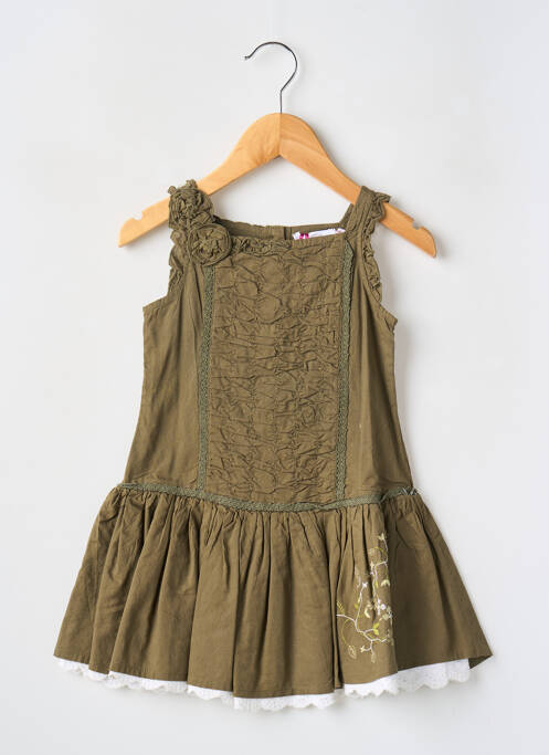 Robe mi-longue vert POMME FRAMBOISE pour fille