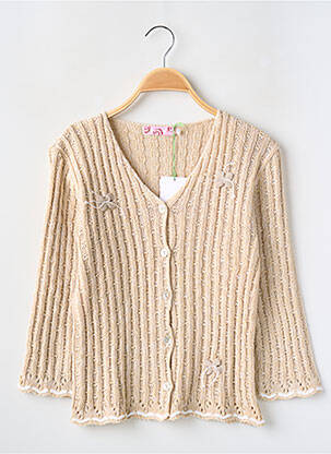 Gilet manches longues maille tricot beige POMME FRAMBOISE fille