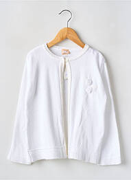 Gilet manches longues maille souple et aérée blanc TAPIOCA fille