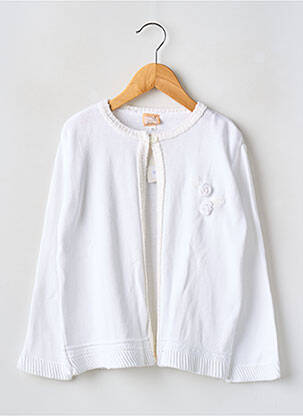 Gilet manches longues maille souple et aérée blanc TAPIOCA fille