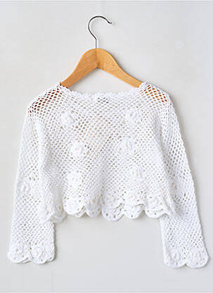 Gilet manches longues maille ajourée blanc COUDEMAIL fille