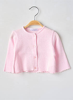 Gilet manches longues maille souple et aérée rose LAPIN BLEU fille