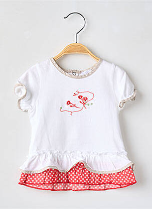 T-shirt coupe cintrée manches courtes blanc COUDEMAIL fille