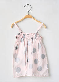 Robe mi-longue col carré fines bretelles rose BERLINGOT fille
