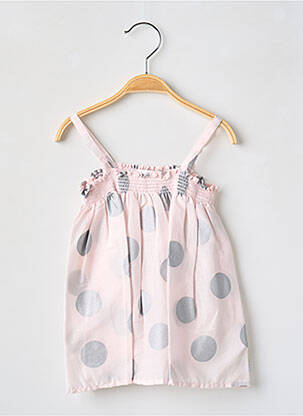 Robe mi-longue col carré fines bretelles rose BERLINGOT fille