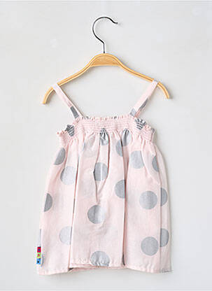Robe mi-longue col carré fines bretelles rose BERLINGOT fille