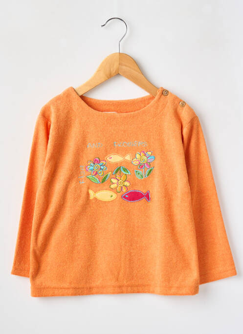 Sweat-shirt orange LES BÉBÉS DE TAPIOCA pour fille