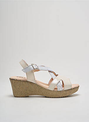 Sandales/nu pieds matière lisse talon de 4 à 6cm beige BAERCHI femme