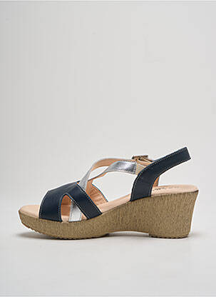 Sandales/nu pieds tissage satiné talon de 4 à 6cm bleu BAERCHI femme