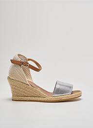 Espadrilles tissage satiné talon de 4 à 6cm argent LA VAGUE femme