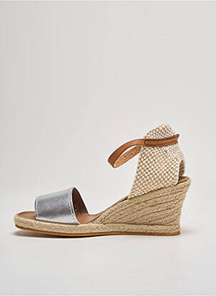Espadrilles tissage satiné talon de 4 à 6cm argent LA VAGUE femme