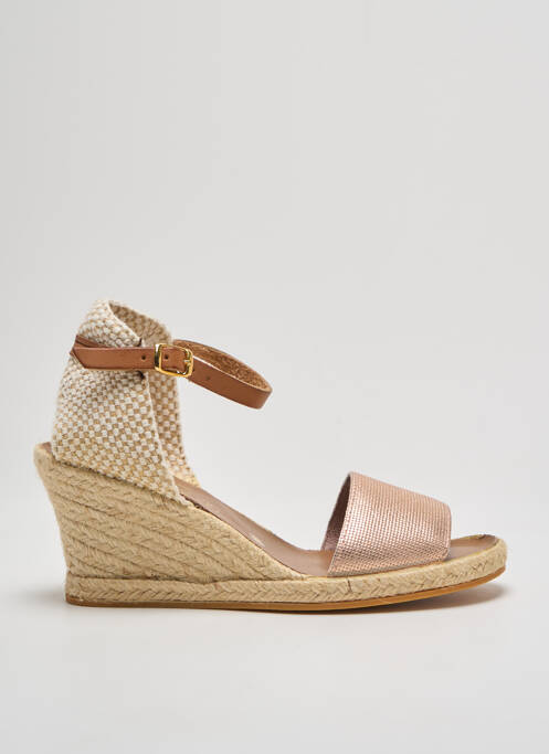 Espadrilles tissage satiné talon de 4 à 6cm rose LA VAGUE femme