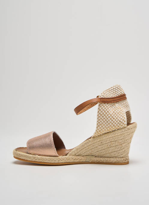 Espadrilles tissage satiné talon de 4 à 6cm rose LA VAGUE femme