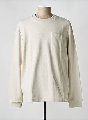 Pull col rond manches longues beige STREET ONE homme