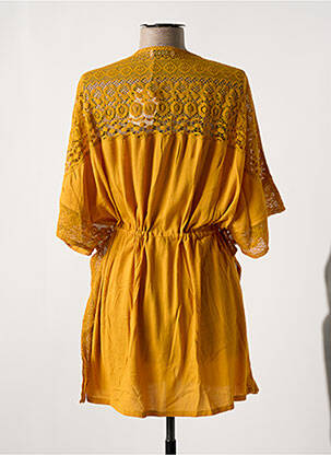 Veste kimono légère et transparente jaune LOSAN femme